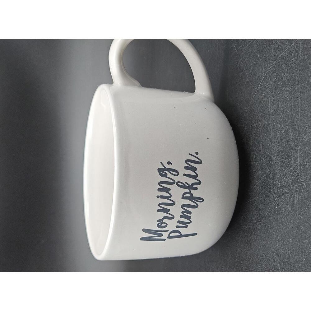 "Morning Pumpkin" Large Latte Mug - 4" Wide Ceramic Cappuccino Cup 3.25" Tall